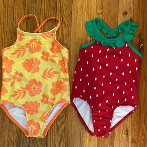 Old Navy Red Strawberry Print One-Piece with Green Trim